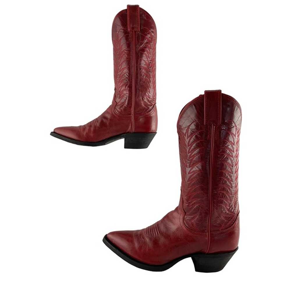 Ladies Justin USA Red Leather Pointed Toe Western… - image 2