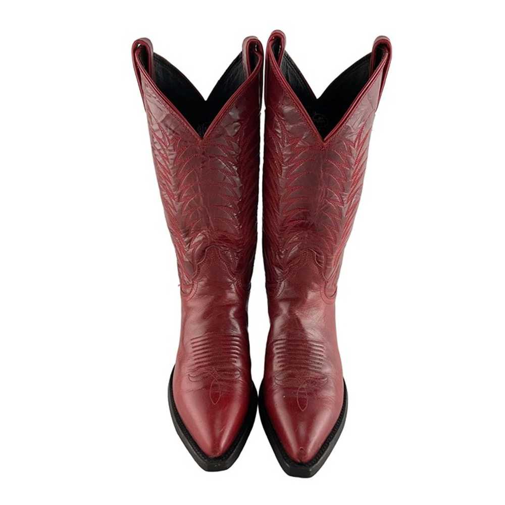 Ladies Justin USA Red Leather Pointed Toe Western… - image 3