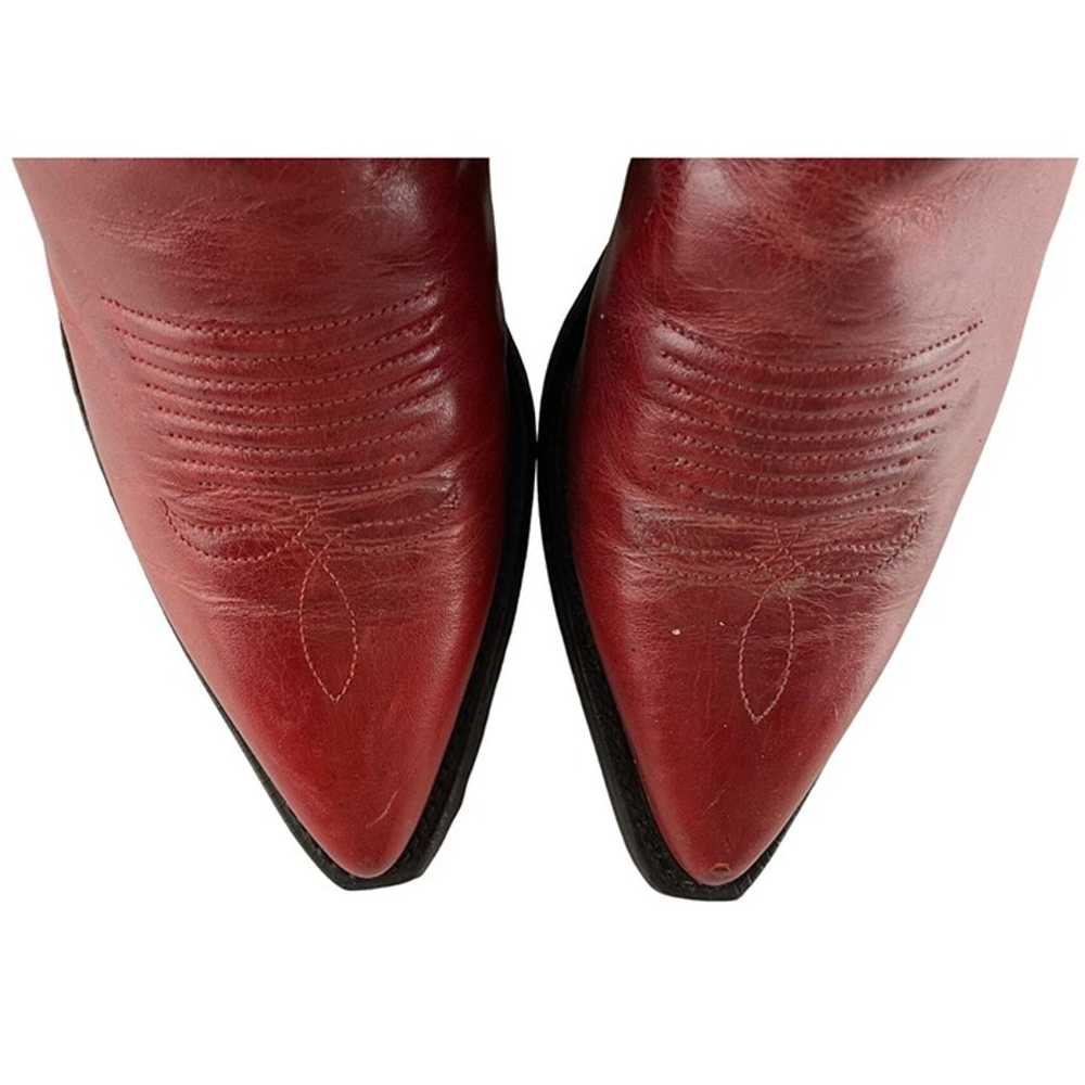 Ladies Justin USA Red Leather Pointed Toe Western… - image 5
