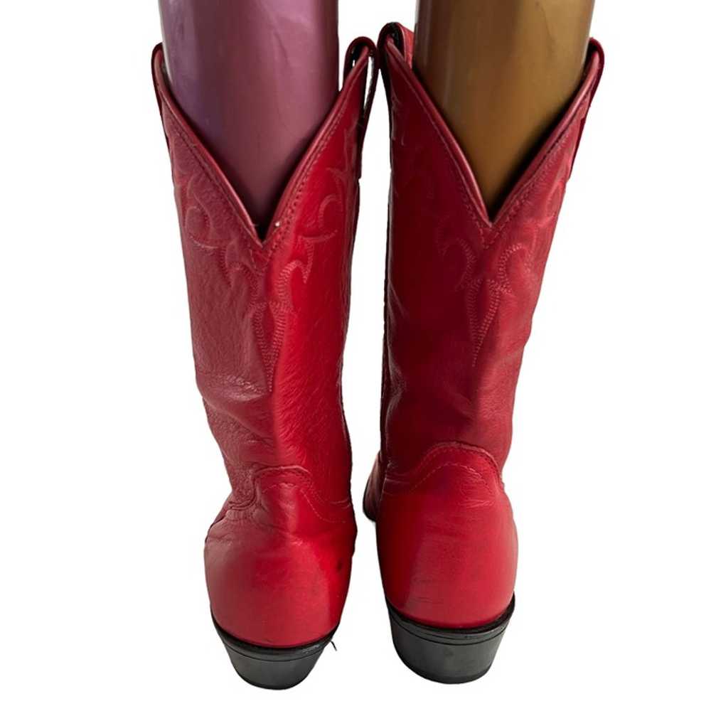 Laredo western boots red leather cowgirl almond t… - image 4