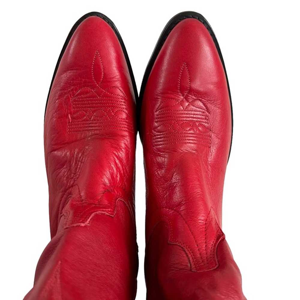 Laredo western boots red leather cowgirl almond t… - image 5