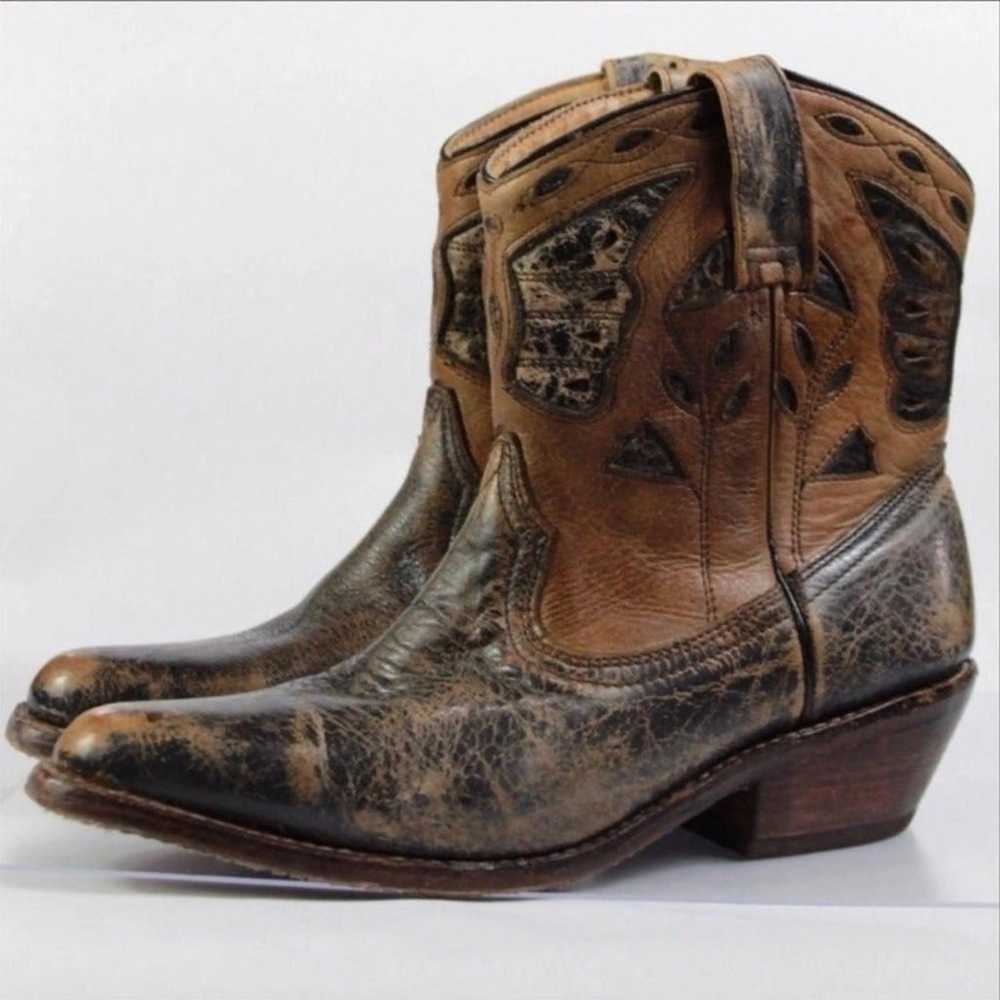 Bedstu leather western ankle cowgirl boots size 9… - image 1