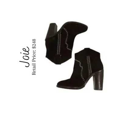 Joie Monte Black Suede Leather Ankle Boot Size 38 - image 1