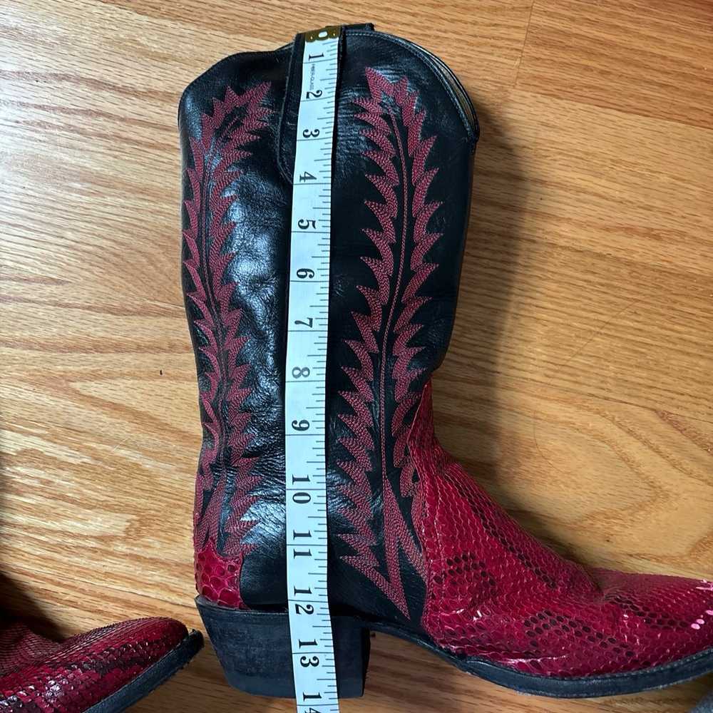 Cowboy Boots Red Black Flames Leather Snakeskin W… - image 10