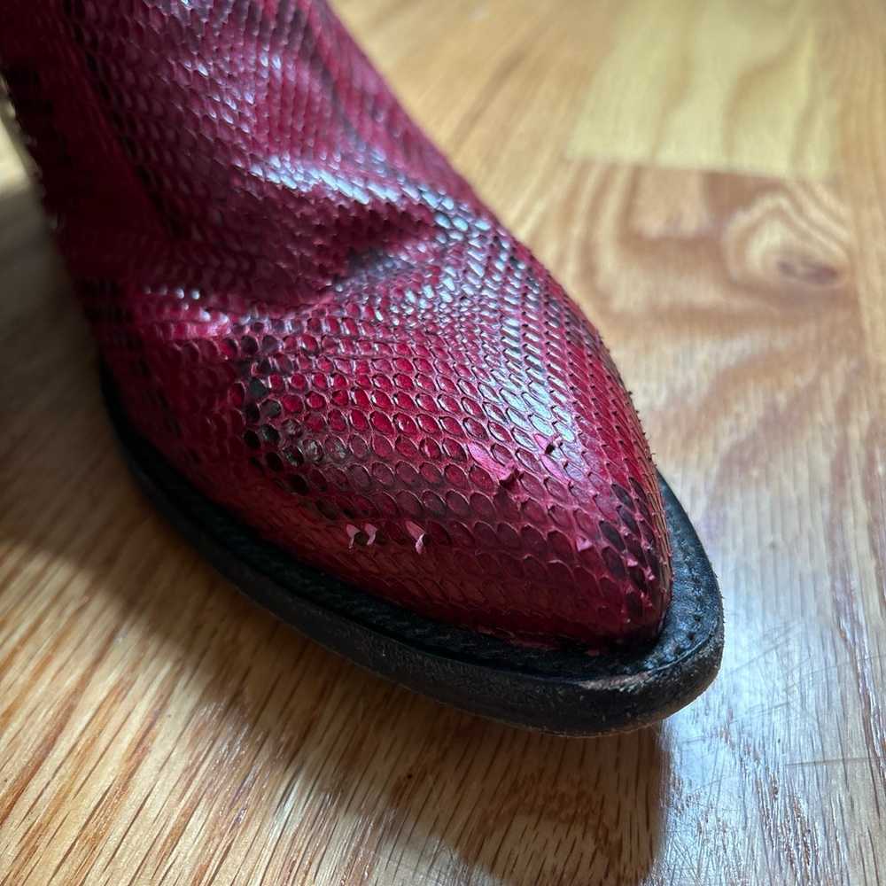 Cowboy Boots Red Black Flames Leather Snakeskin W… - image 7