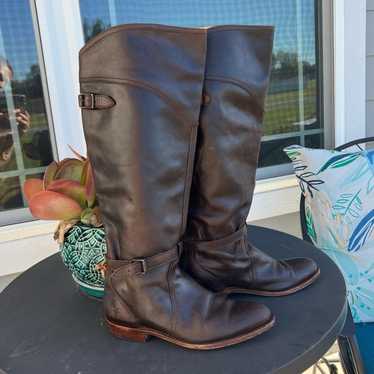 Frye Dorado Boot Size 7 Brown Italian Leather Equ… - image 1