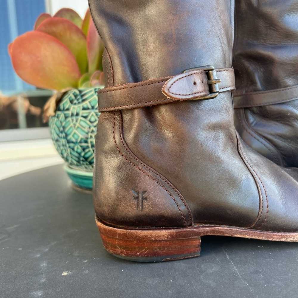 Frye Dorado Boot Size 7 Brown Italian Leather Equ… - image 3