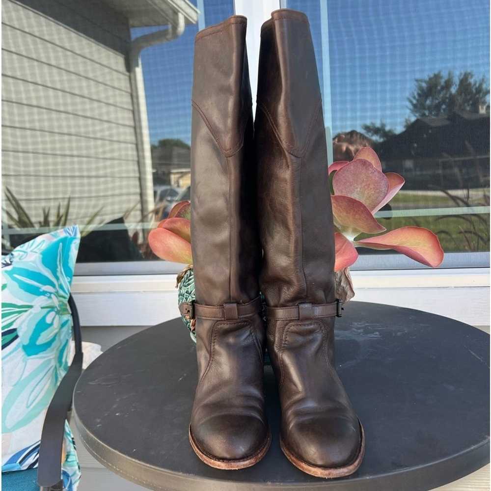 Frye Dorado Boot Size 7 Brown Italian Leather Equ… - image 4