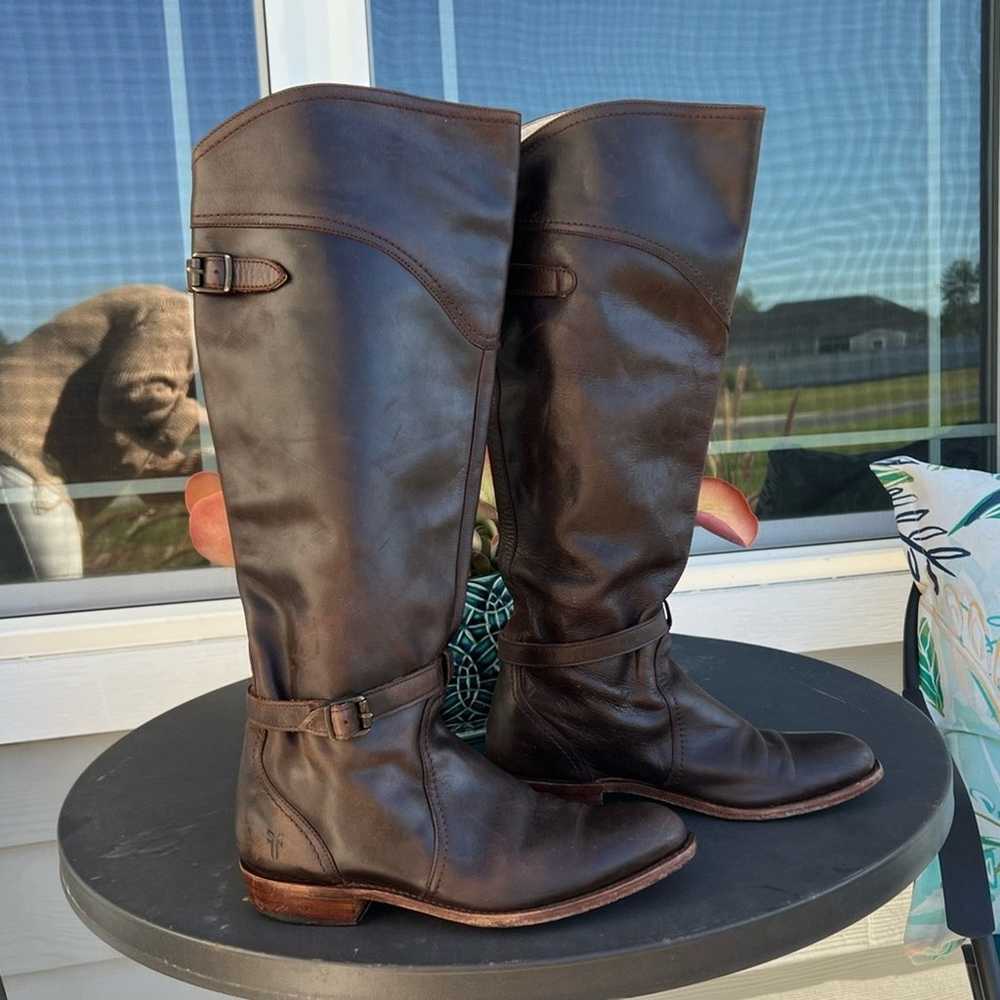 Frye Dorado Boot Size 7 Brown Italian Leather Equ… - image 7