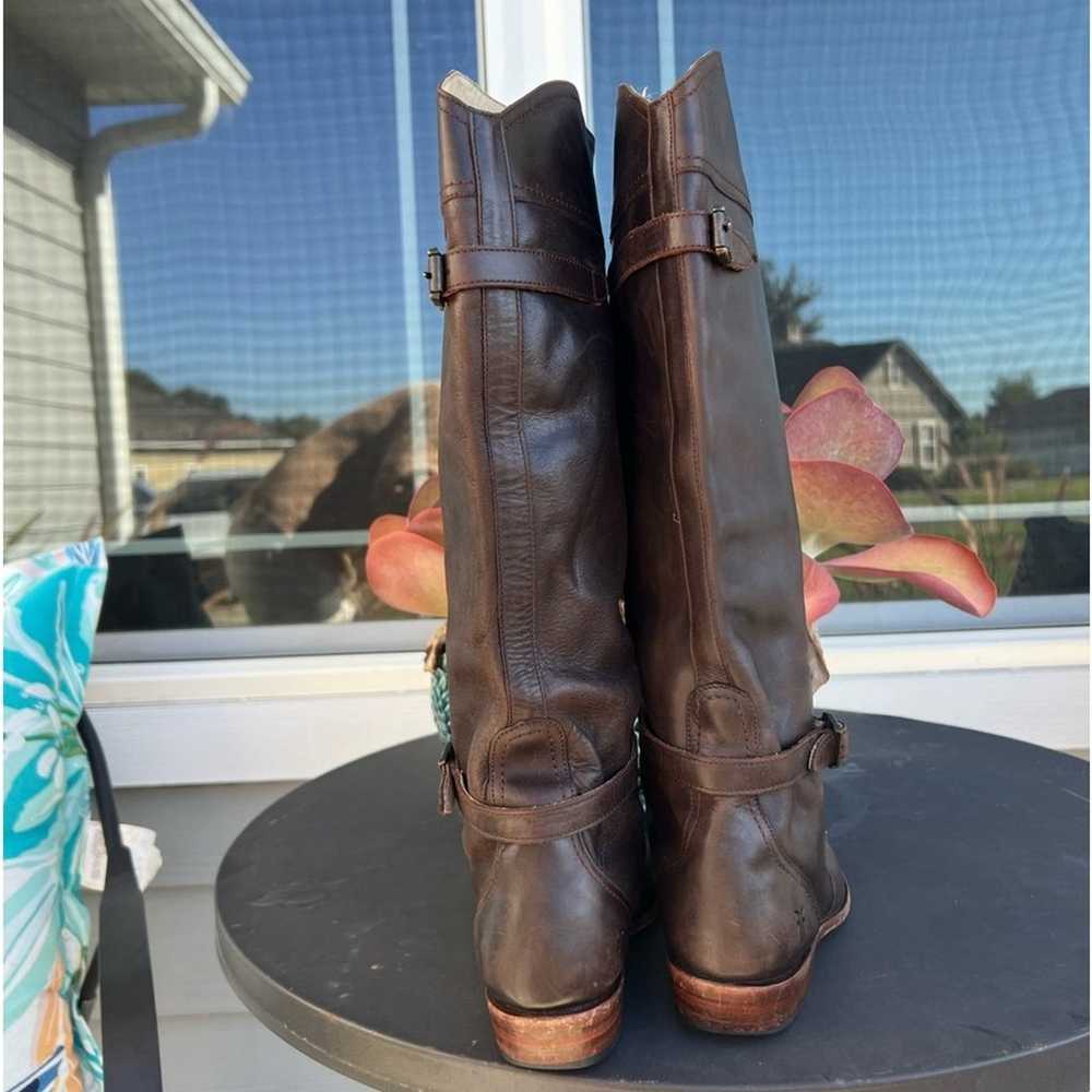 Frye Dorado Boot Size 7 Brown Italian Leather Equ… - image 9
