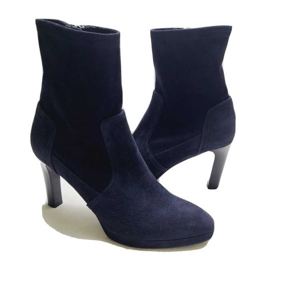 Aquatalia Reyna Navy Suede Ankle Booties Size 9 - image 1