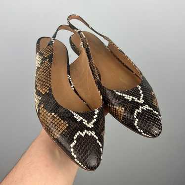 Madewell slingback leather reptile print pointy to