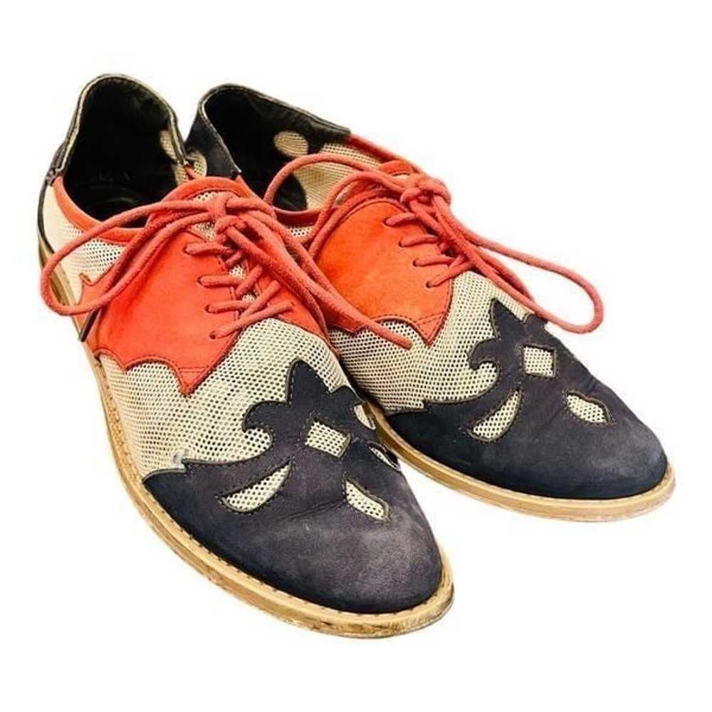 F Troupe "Cowboy Lace Up" shoe size 39 Red & blue… - image 2
