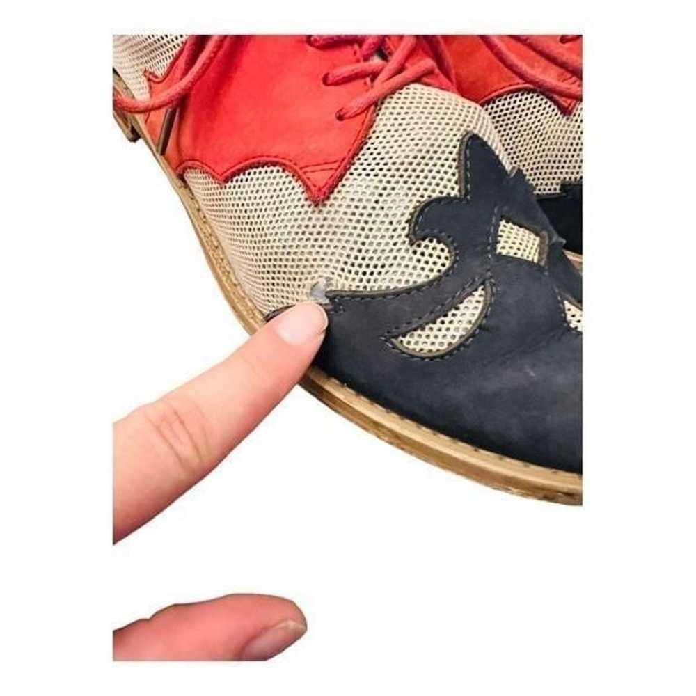 F Troupe "Cowboy Lace Up" shoe size 39 Red & blue… - image 4