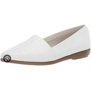 Aerosoles Ms Softee white perforated leather flats