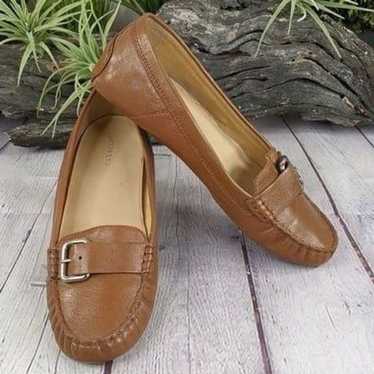 Lands End Leather Driving Loafers with Side Buckle