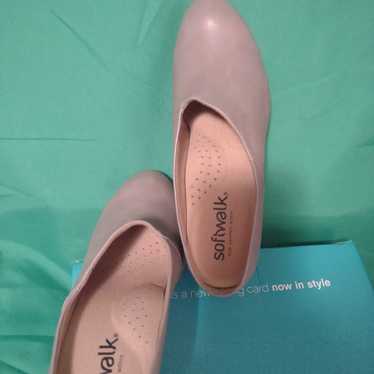 Soft leather heeled mules for women  tan or taupe - image 1