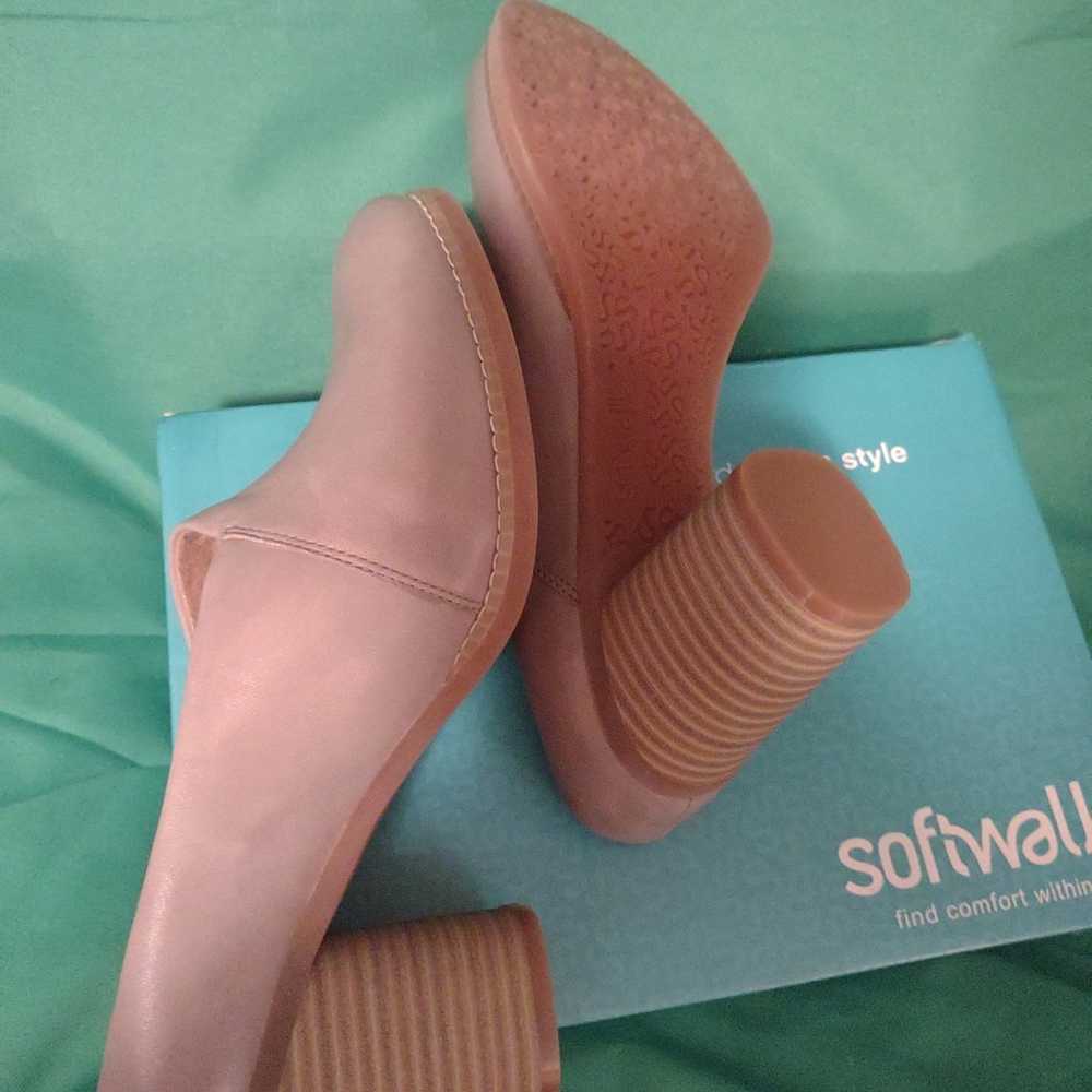 Soft leather heeled mules for women  tan or taupe - image 5