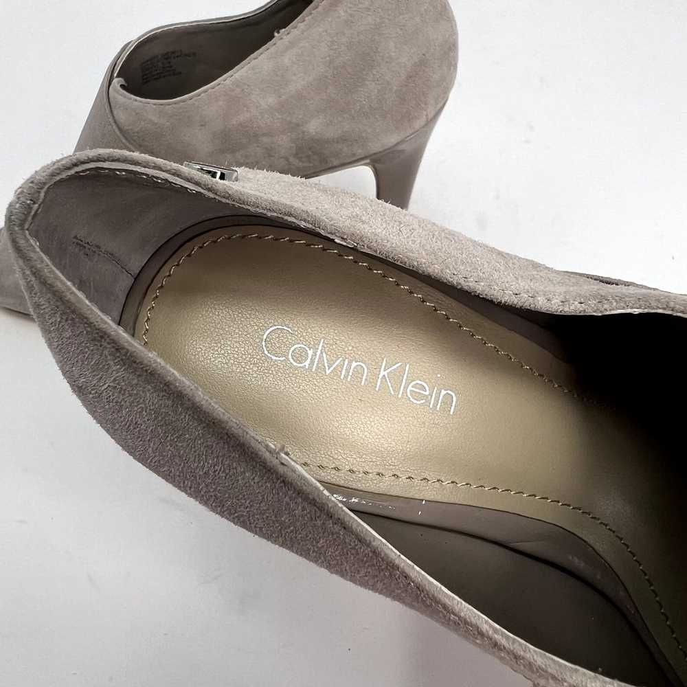 Calvin Klein Shandy Suede Peep Toe Heels Beige - image 7