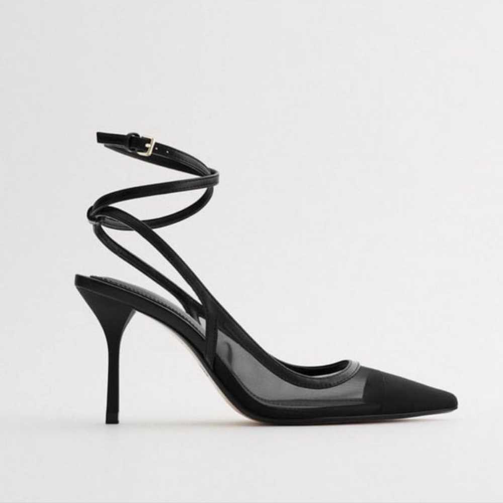 Zara’s ankle strap mesh heels - image 1