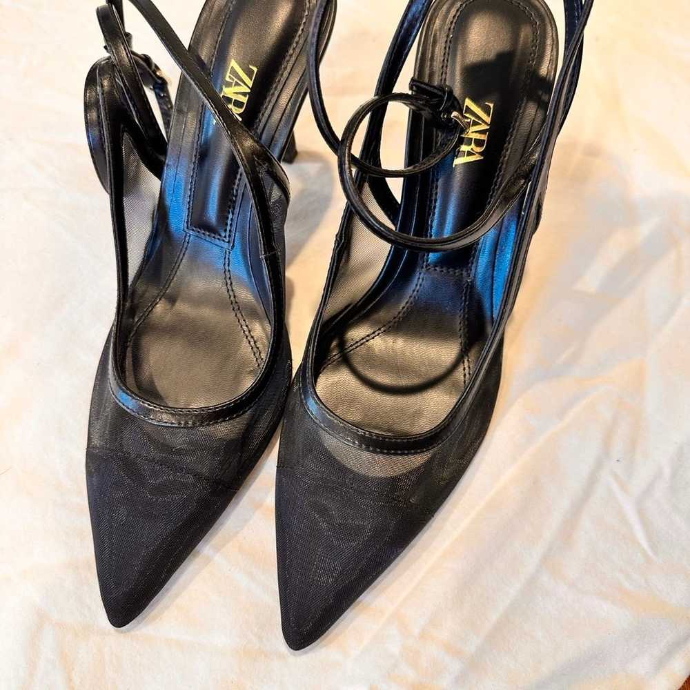 Zara’s ankle strap mesh heels - image 6