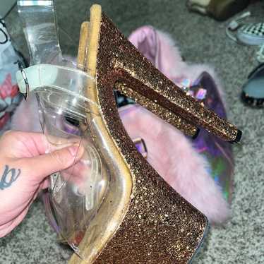 Gold glitter pleaser heels