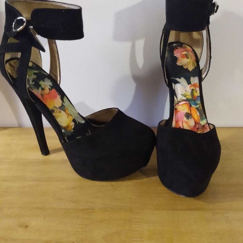 Black suede platform heels - image 1