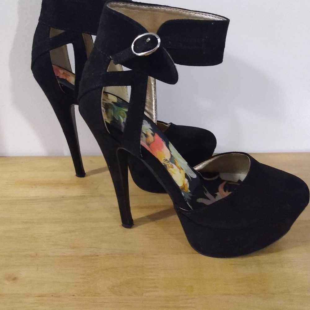 Black suede platform heels - image 3