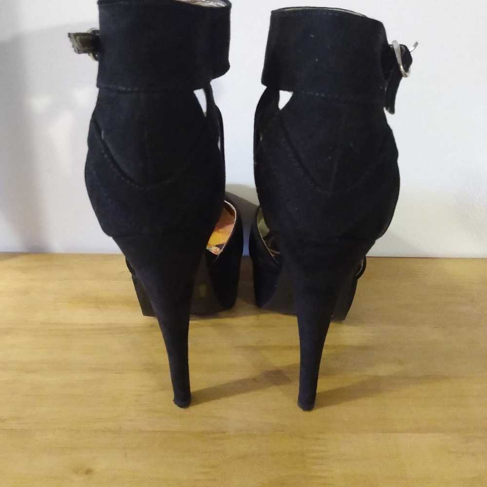 Black suede platform heels - image 4