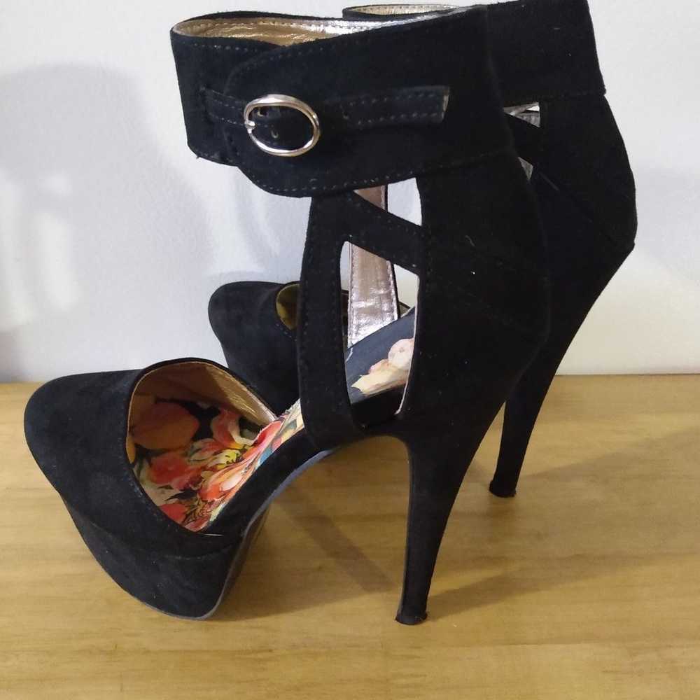 Black suede platform heels - image 5