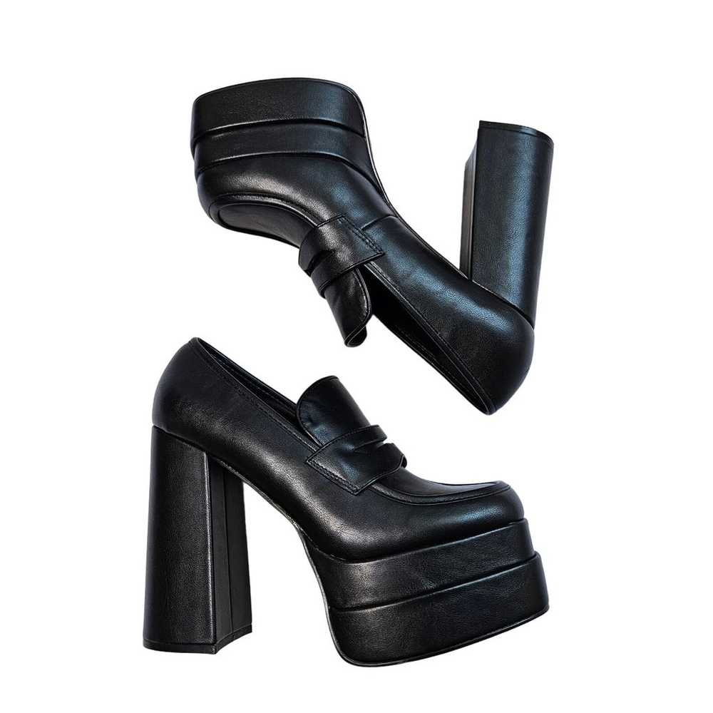 ShoeDazzle Margaux Black Platform Loafer Pumps Si… - image 1