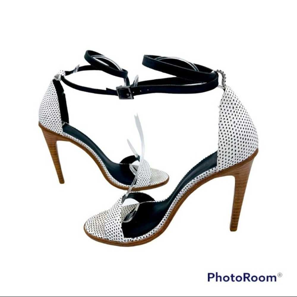 Tibi Amber Double Ankle Strap White and Black Lea… - image 4