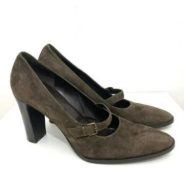 Via Spiga Brown Suede Classic Mary Jane Pumps Size
