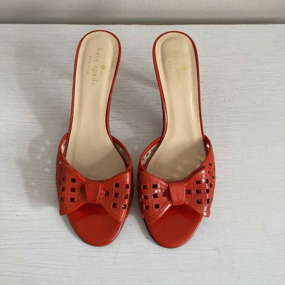 Kate Spade Womens Red Open Toe Heels Bow Size 7.5… - image 2