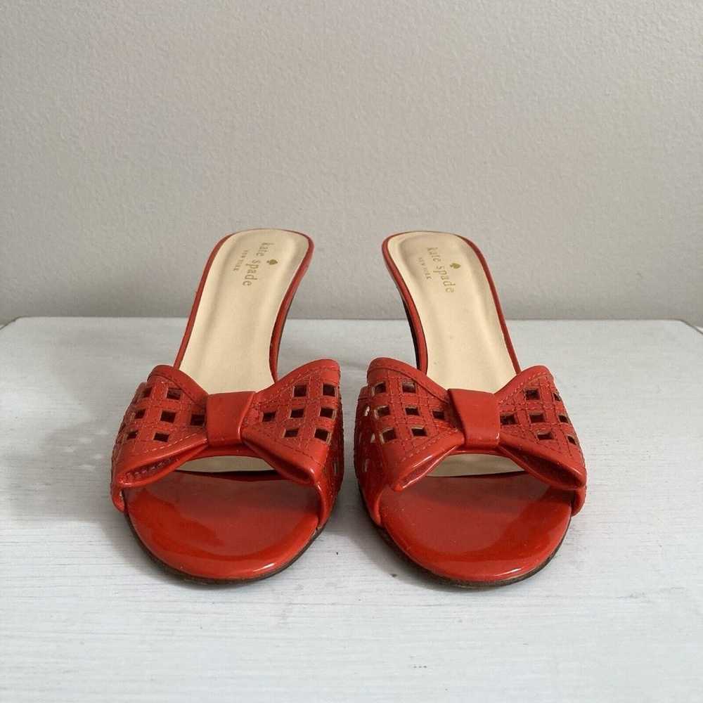 Kate Spade Womens Red Open Toe Heels Bow Size 7.5… - image 3