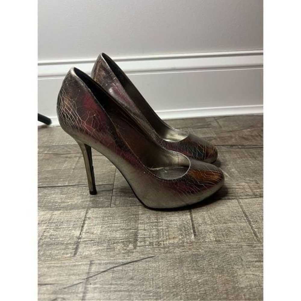 Tory Burch metallic silver crackle heels size 5.5 - image 3