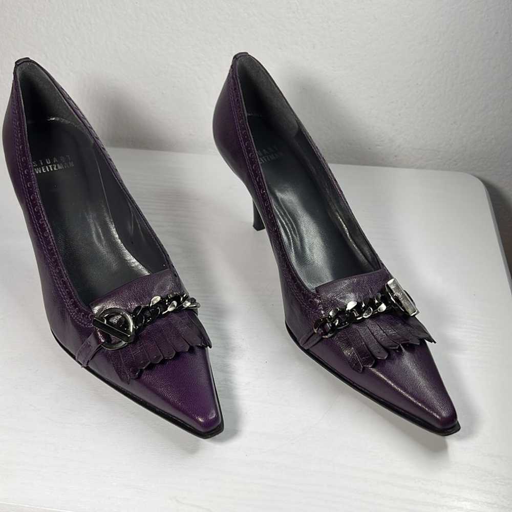 Stuart Weitzman Purple Leather Chain Shoes Sz. 7.5 - image 10