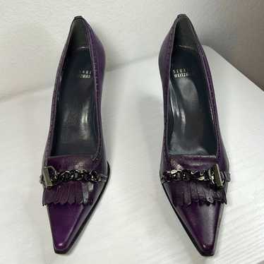 Stuart Weitzman Purple Leather Chain Shoes Sz. 7.5