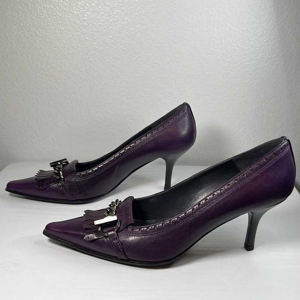 Stuart Weitzman Purple Leather Chain Shoes Sz. 7.5 - image 3