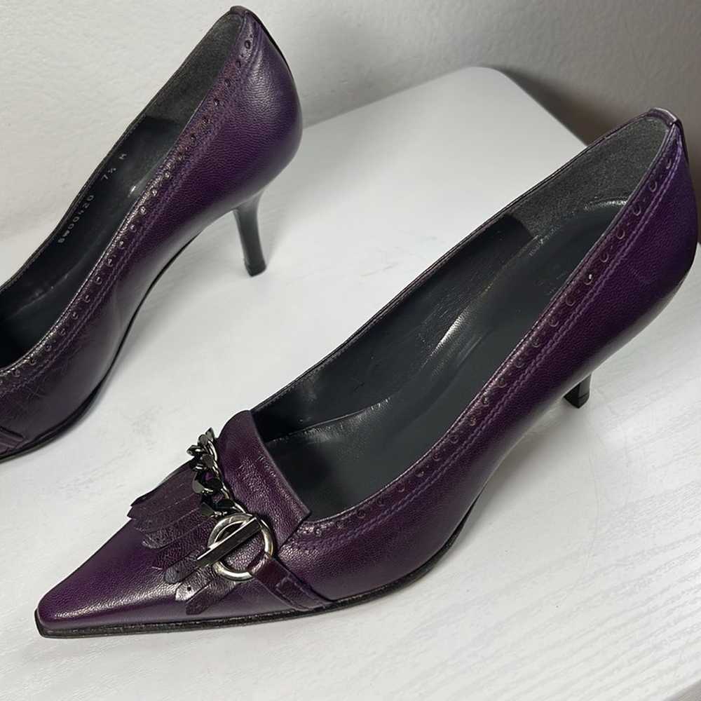 Stuart Weitzman Purple Leather Chain Shoes Sz. 7.5 - image 4