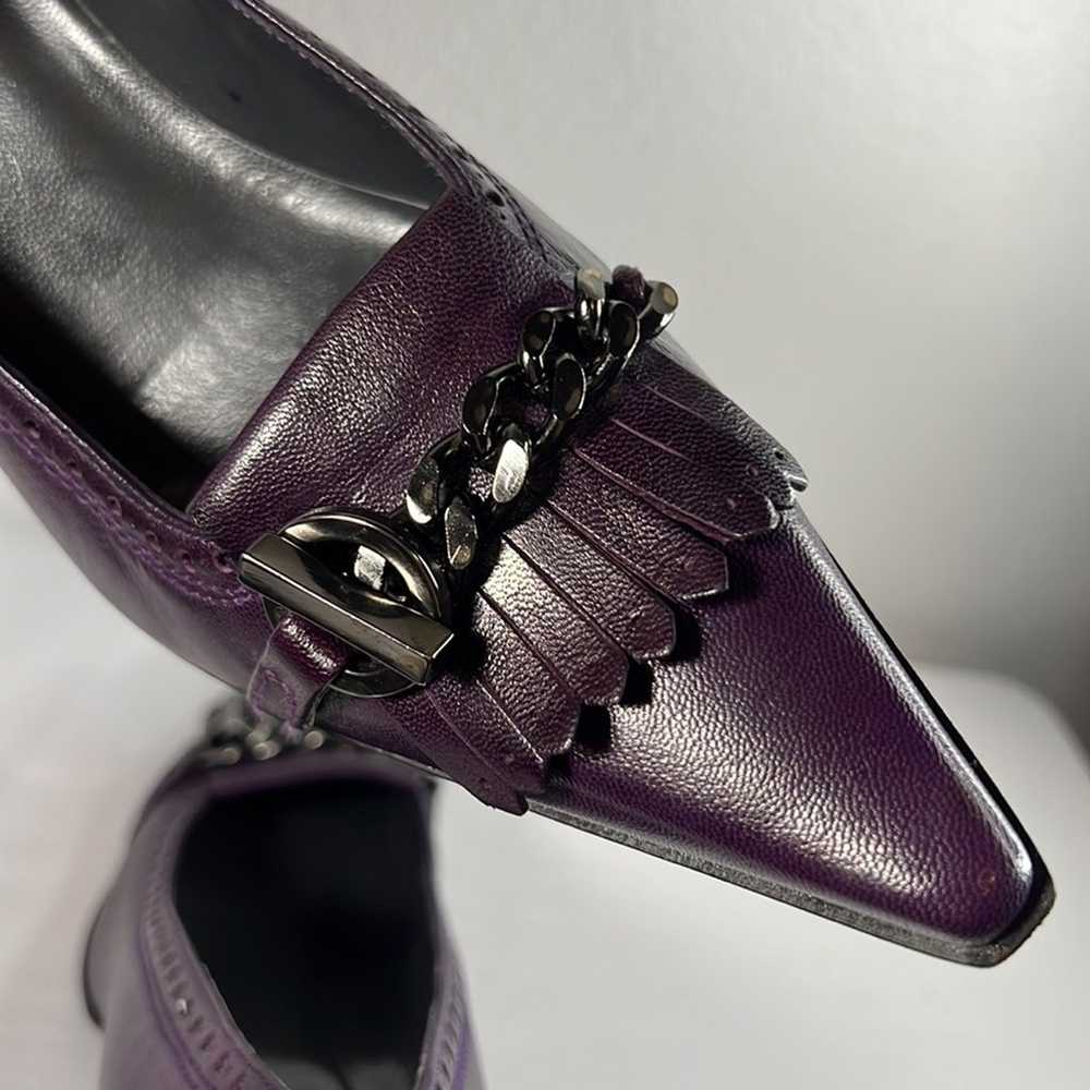 Stuart Weitzman Purple Leather Chain Shoes Sz. 7.5 - image 6
