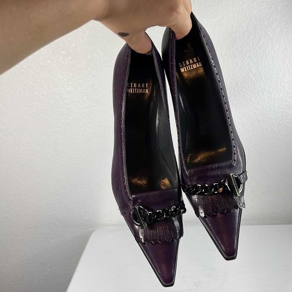 Stuart Weitzman Purple Leather Chain Shoes Sz. 7.5 - image 7
