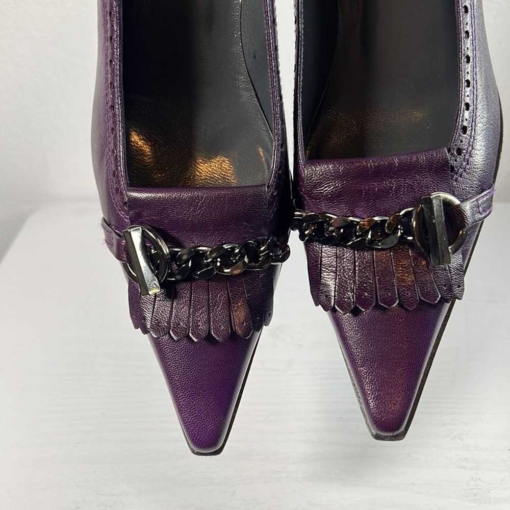 Stuart Weitzman Purple Leather Chain Shoes Sz. 7.5 - image 9