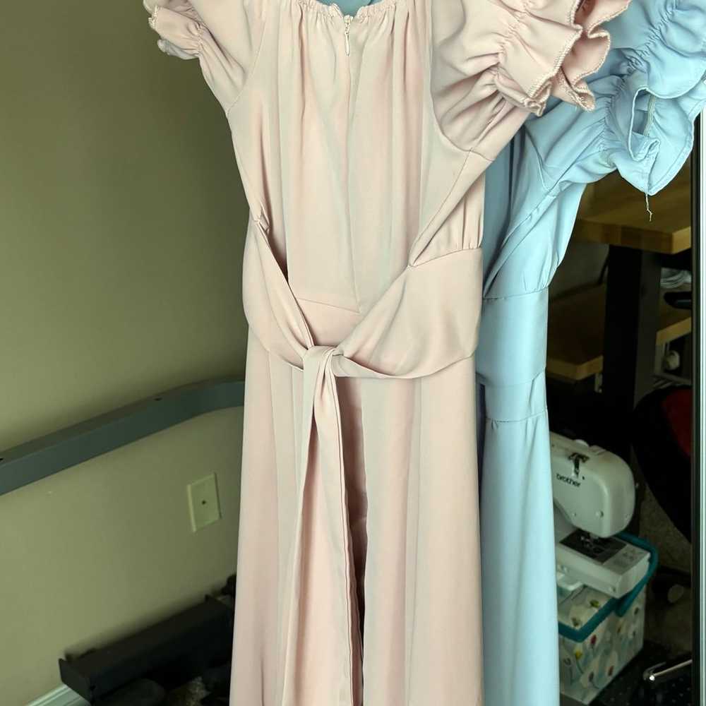 Lyaner Puff Sleeve Dress in Pink - image 2