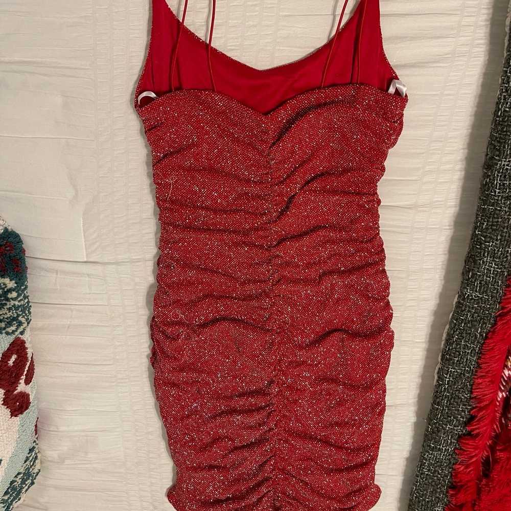 shimmery red bodycon dress - image 2