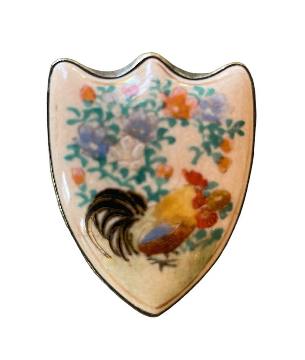 Hand Painted Shield Brooch - image 1