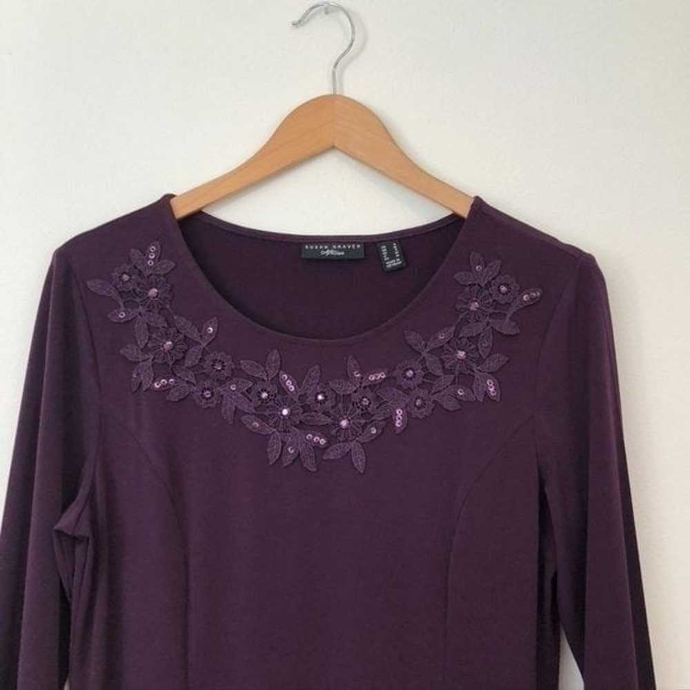 SUSAN GRAVER Artisan Liquid Knit Dress Purple Flo… - image 4