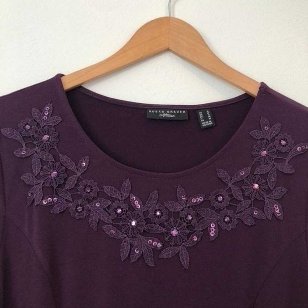SUSAN GRAVER Artisan Liquid Knit Dress Purple Flo… - image 5