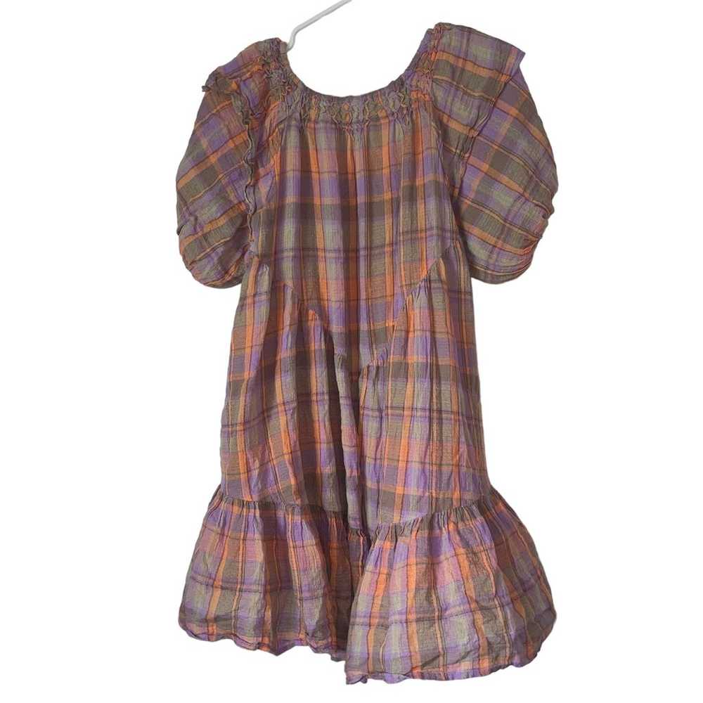 Free People Amelie Plaid Mini Dress Puffy Sleeves… - image 4