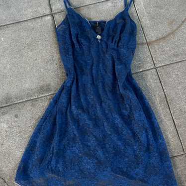 Blue Y2K lace mini dress